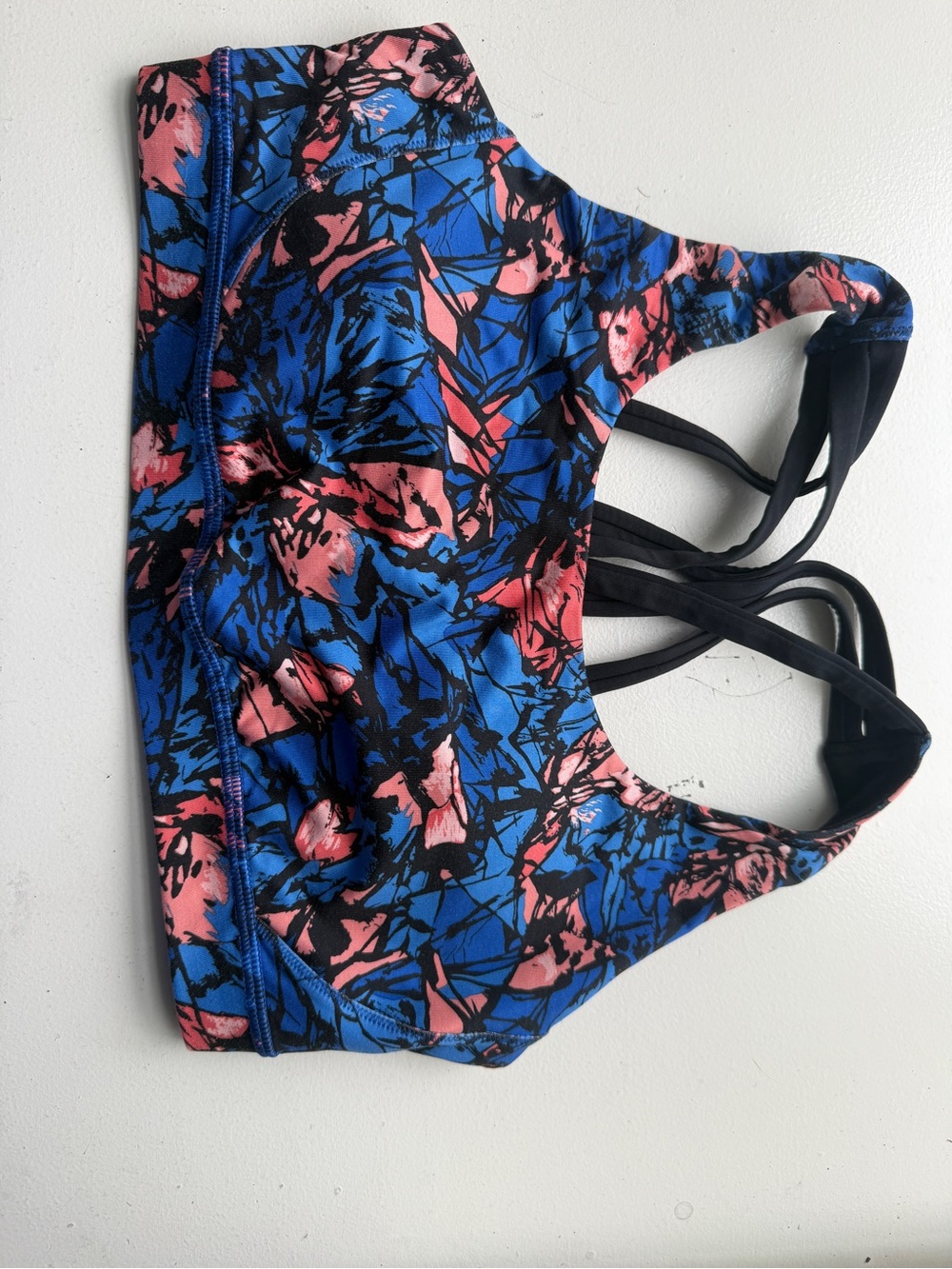 lululemon athletica Blue Pink Black Floral Print Sports Bra